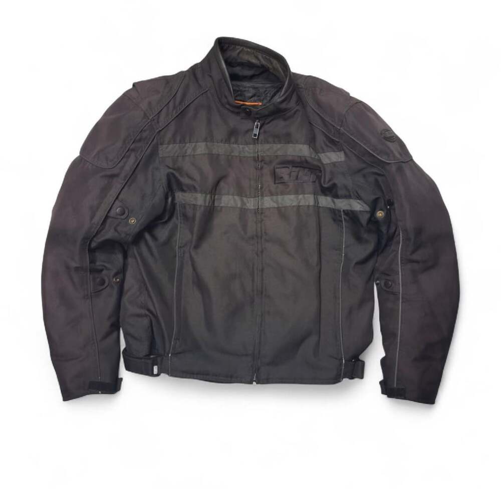 Custom Bilt Motorcycle Jacket Size L Black Textile Riding